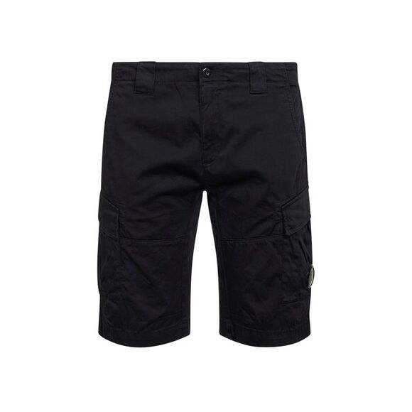 Cp Company Men Blue Stretch Cotton Satin Lens Cargo Shorts